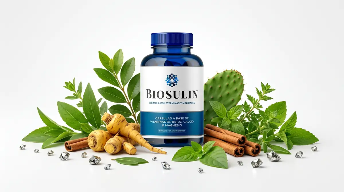 Cápsulas de Biosulin con berberina, canela y minerales para tomar con alimentos