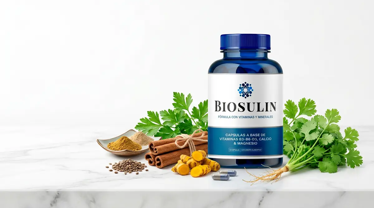 Cápsulas y ingredientes naturales de la fórmula de Biosulin: berberina, canela y minerales